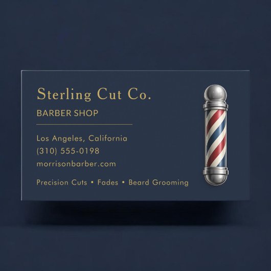 Barbier Shop Navy Blau Professionell Visitenkarte