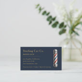 Barbier Shop Navy Blau Professionell Visitenkarte (Stehend Vorderseite)