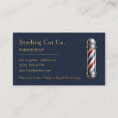 Barbier Shop Navy Blau Professionell Visitenkarte (Vorderseite)
