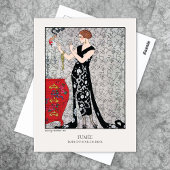 Barbier Smoke Art Deco Fashion Illustration Postkarte