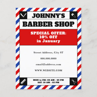Barbier-Streifen rot-blauer Rahmen Flyer