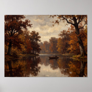 Barbizon Herbst-Wald-Teich-Kunst Poster