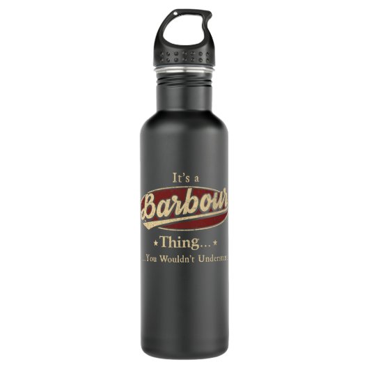 BARBOUR Sache Name Wasser Flasche Edelstahlflasche (Vorderseite)