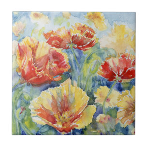 Barb's Poppies dekorative Accent Tile Fliese