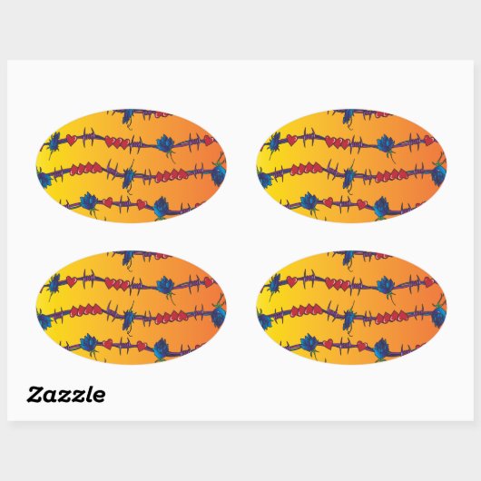 Barbwire Ovaler Aufkleber (Blatt)