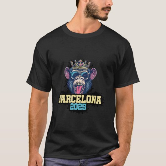 Barcelona 2025 Affe Urlaub Team T-Shirt (Vorderseite)