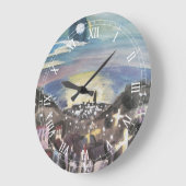 Barcelona am Abend von Walter Gramatte Große Wanduhr (Winkel)