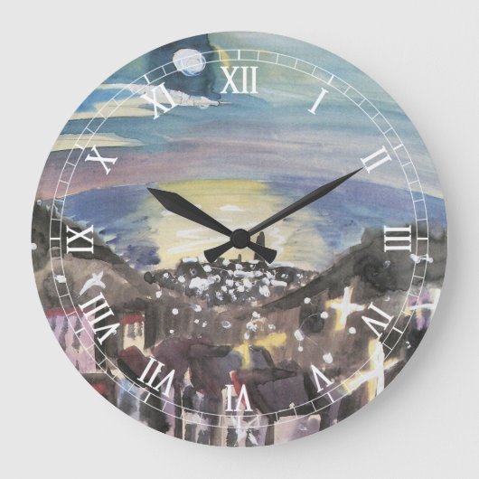 Barcelona am Abend von Walter Gramatte Große Wanduhr (Vorderseite)