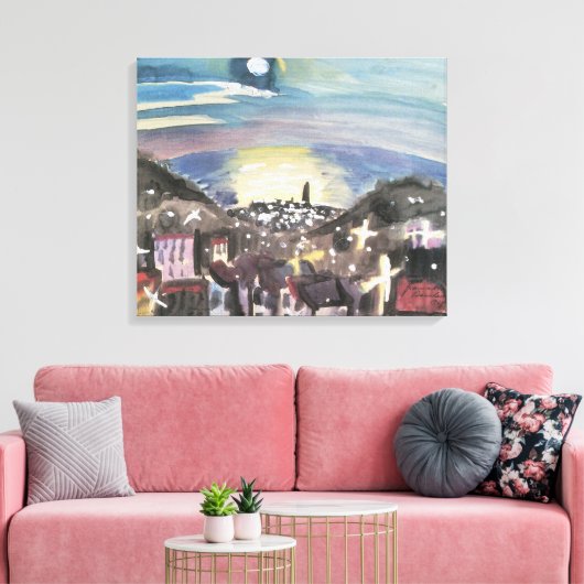 Barcelona am Abend von Walter Gramatte Leinwanddruck (Insitu (Wohnzimmer))