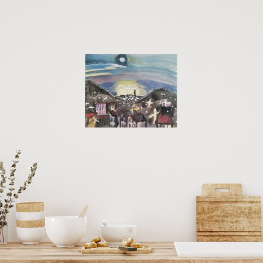 Barcelona am Abend von Walter Gramatte Poster (Küche)