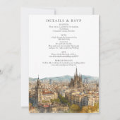 Barcelona Aquarell Hochzeit All-in-One Einladung (Rückseite)
