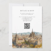 Barcelona Aquarell QR Code Hochzeit Einladung (Rückseite)