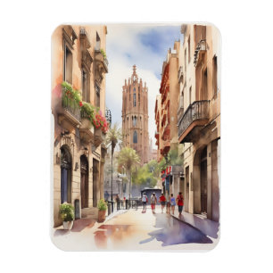 Barcelona Aquarellkunst Magnet