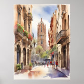 Barcelona Aquarellkunst Poster (Vorne)