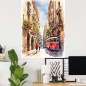 Barcelona Aquarellkunst Poster (Heimbüro)
