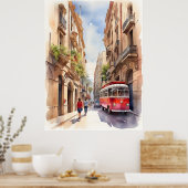 Barcelona Aquarellkunst Poster (Küche)