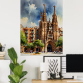 Barcelona Aquarellkunst Poster (Heimbüro)