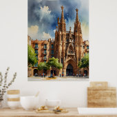 Barcelona Aquarellkunst Poster (Küche)