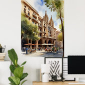 Barcelona Aquarellkunst Poster (Heimbüro)