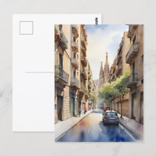 Barcelona Aquarellkunst Postkarte