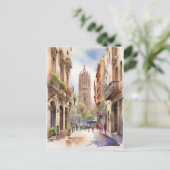 Barcelona Aquarellkunst Postkarte (Stehend Vorderseite)
