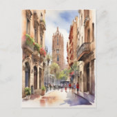 Barcelona Aquarellkunst Postkarte (Vorderseite)