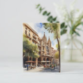 Barcelona Aquarellkunst Postkarte (Stehend Vorderseite)