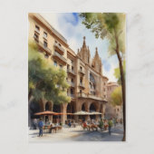 Barcelona Aquarellkunst Postkarte (Vorderseite)