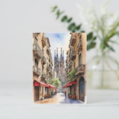 Barcelona Aquarellkunst Postkarte (Stehend Vorderseite)