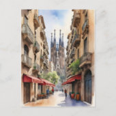 Barcelona Aquarellkunst Postkarte (Vorderseite)