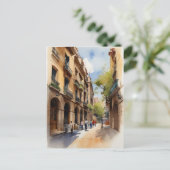 Barcelona Aquarellkunst Postkarte (Stehend Vorderseite)