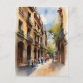 Barcelona Aquarellkunst Postkarte (Vorderseite)