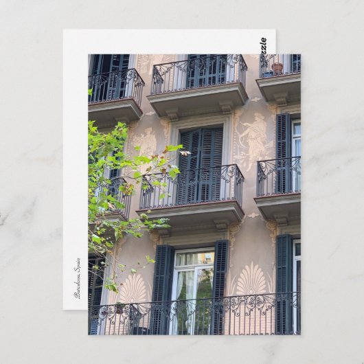 Barcelona Balkone Postkarte (Vorne/Hinten)