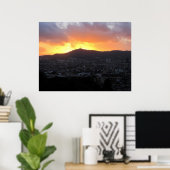 Barcelona bei Sonnenuntergang (Leinwand) Poster (Heimbüro)