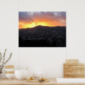 Barcelona bei Sonnenuntergang (Leinwand) Poster (Küche)