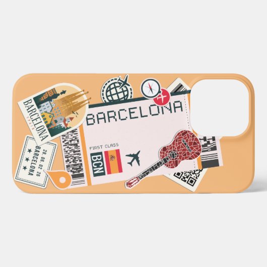 Barcelona Boarding Pass iPhone Hülle (Rückseite (Horizontal))