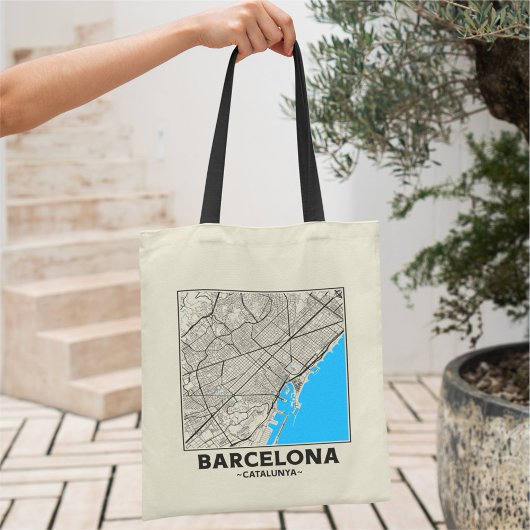 Barcelona, Catalunya City Map Tote Bag Tragetasche