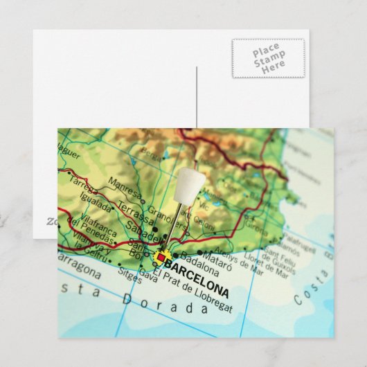 Barcelona City Button Karte (Vorne/Hinten)