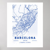 Barcelona City Map Blue Poster (Vorne)