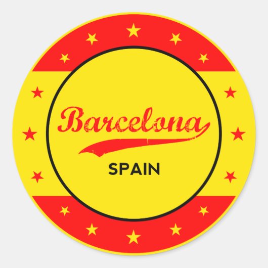 Barcelona Design mit Flagge von Spanien Farben Runder Aufkleber (Vorderseite)