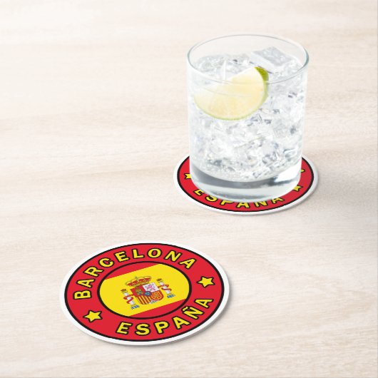 Barcelona España Runder Pappuntersetzer (Vor Ort)
