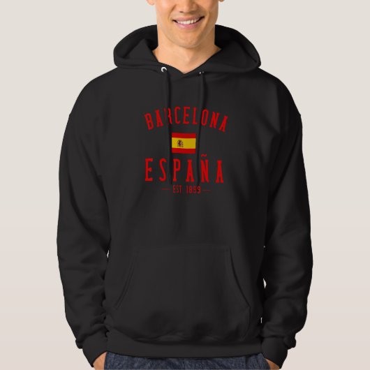 Barcelona Espana Spain Est  Souvenir Flag Map Vaca Hoodie (Vorderseite)
