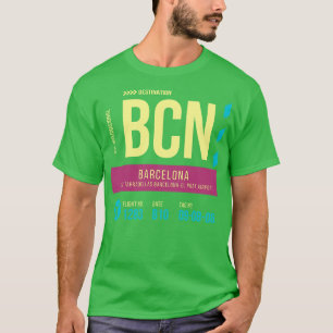 Barcelona Flughafen Stilvolle Gepäckmarke BCN T-Shirt