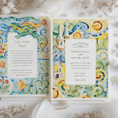 Barcelona Gaudí-Inspirierte Mosaikhochzeit Einladung