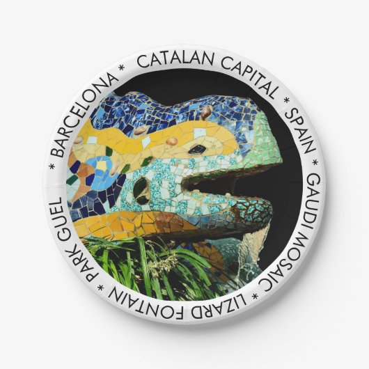 Barcelona, Gaudi - Lizard, Spanien (Abendessen im Pappteller (Vorderseite)