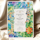 Barcelona Gaudí Watercolor Wedding Einladung