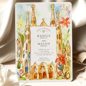 Barcelona Gaudí Watercolor Wedding Einladung