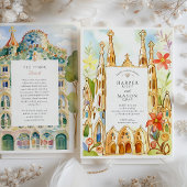 Barcelona Gaudí Watercolor Wedding Einladung