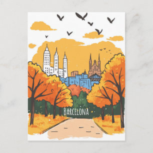 Barcelona Herbst Reise Postkarte