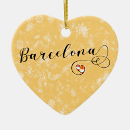 Barcelona Herz, Weihnachtsbaum Keramik Ornament
